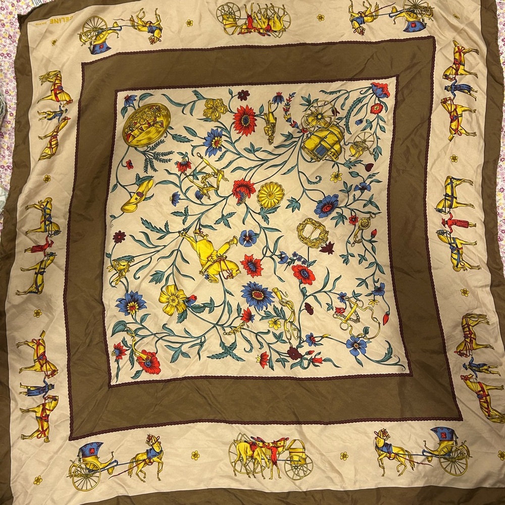 Authentic Celine Paris: 100% Silk Scarf / Twill | Vintage